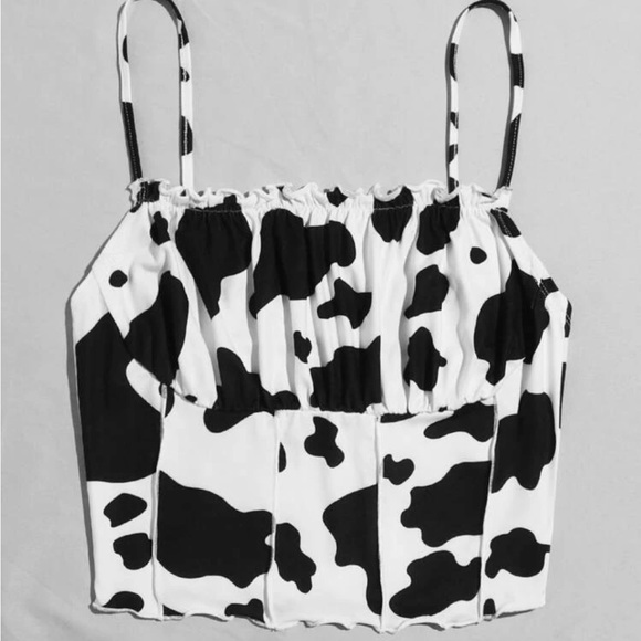 Motel Rocks Tops - Motel Rocks Cow Print ruched tank